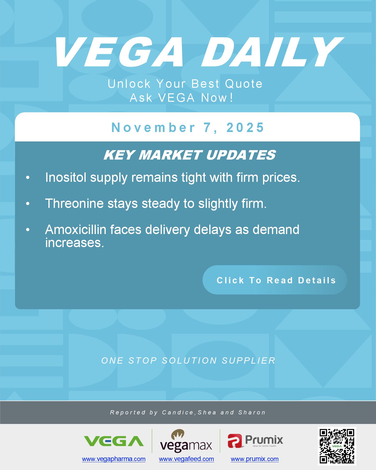 VEGA Daily Dated on November 7th 2025 Vitamin Amino Acid APl Food Additives.jpg